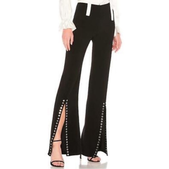 Cinq a Sept Revolve Grommet flare Viera Black pants Sz 10 open leg - Picture 10 of 10